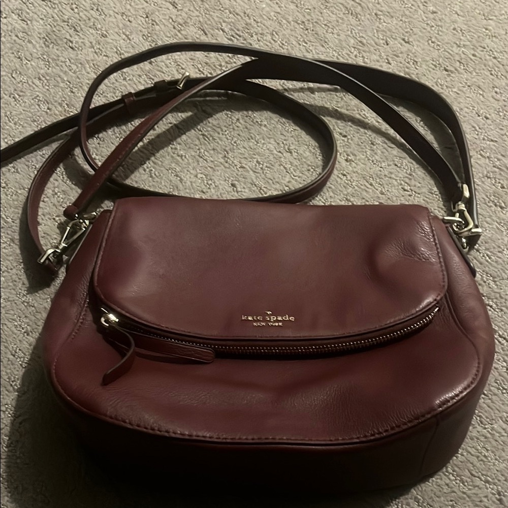 Kate Spade Burgundy Leather Crossbody Bag